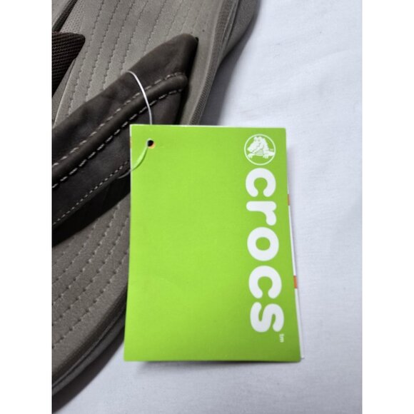 Crocs Yukon Mesa Sandals Men's 11 Brown Leather Comfort Thong Flip Flops- NWT - Picture 6 of 8